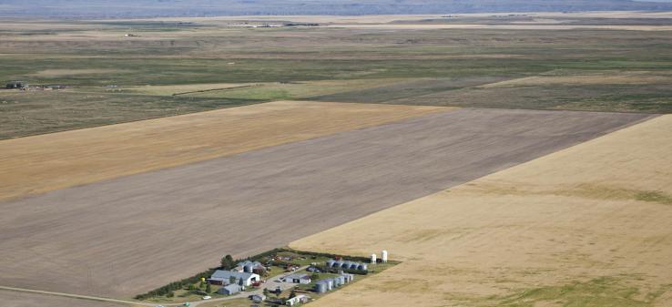 Aerial view of a farm near Stanford. Photo by Kestrel Aerial Services