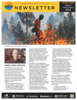 Cover of highlights newsletter, show casing an introduction from Dr. Walker and a photo of a prescribed fire.