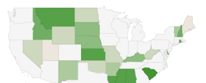 Map of recent EPSCoR RII awards